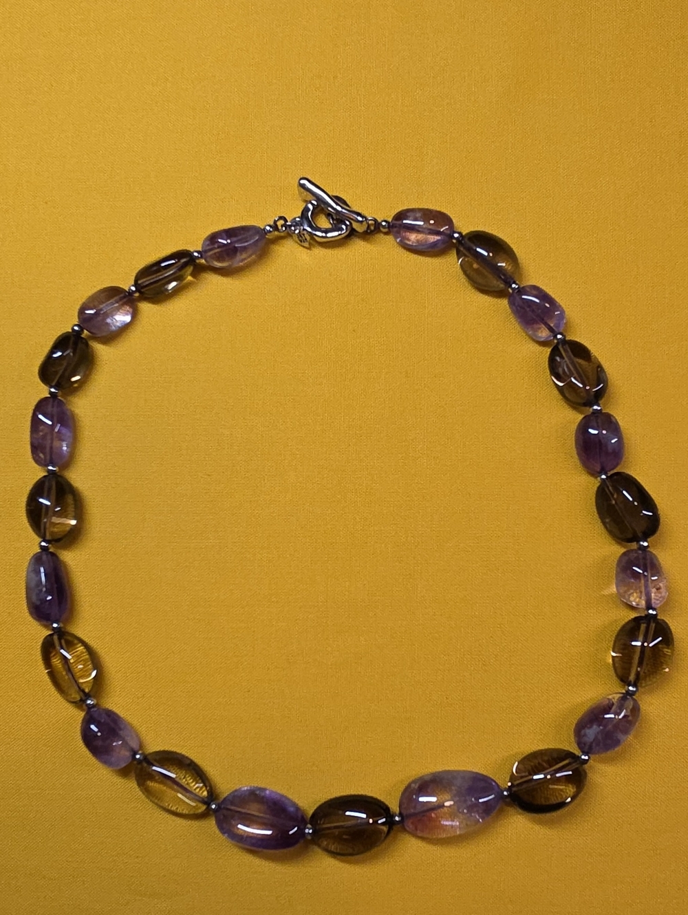 925 Clasp ▪︎ Amethyst & Smoky Quartz Necklace With Certificate of Authenticity